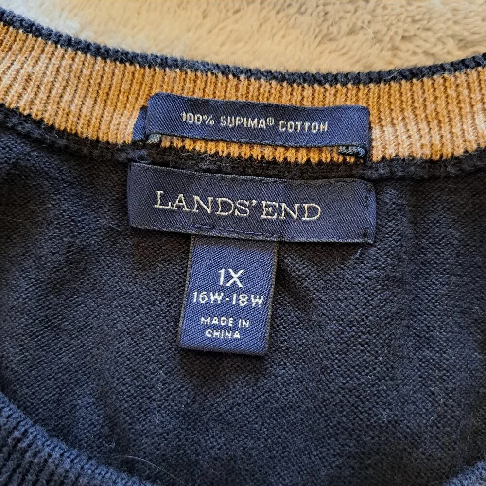 Lands' End Half Sleeve Supima Cotton Pullover Sweatshirt Plus Size 1X - Picture 5 of 5